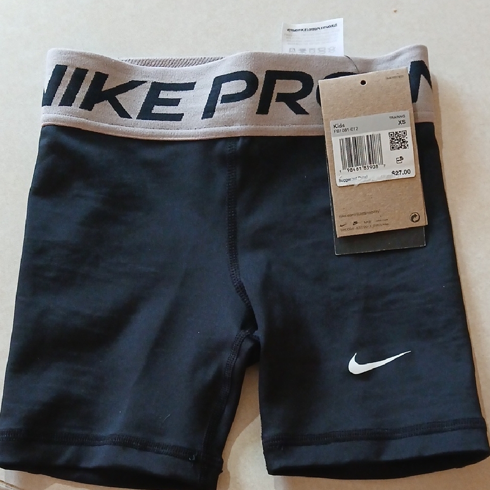 Nike Pro  Kids Black and Gray Athletic Shorts